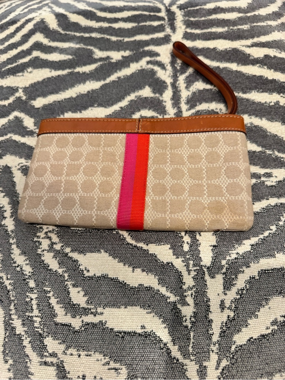 Vintage Kate Spade small Leather & fabric wristlet